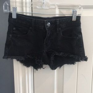 Black denim jean shorts